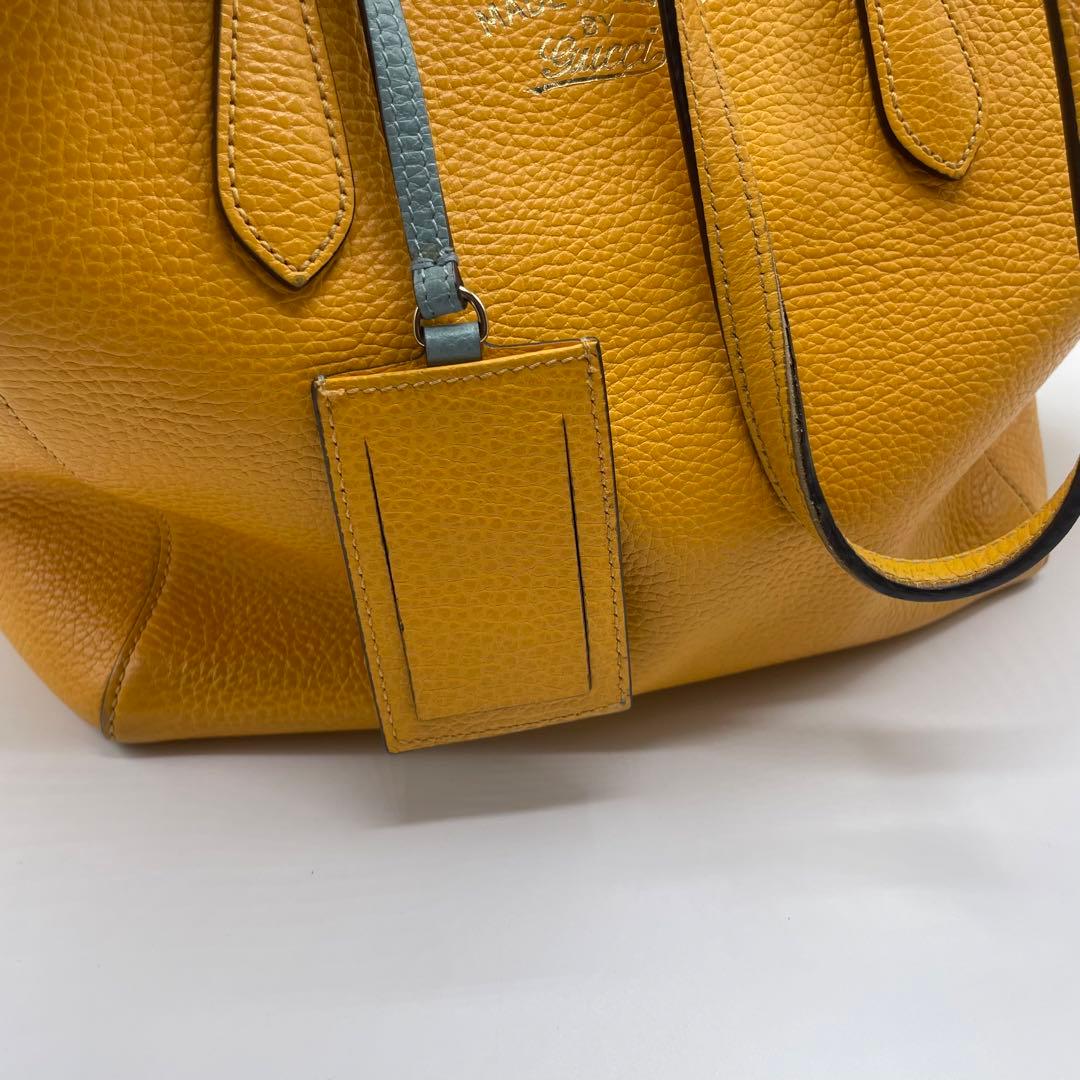 グッチ スウィング トートバッグ ロゴ ショルダーバッグ レザーイエロー