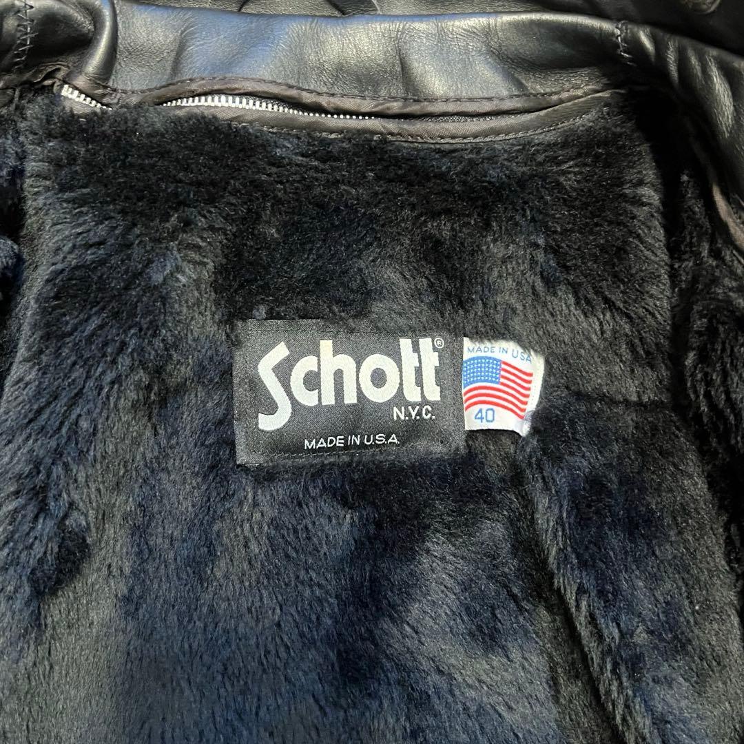 KF様【美品】Schott シングルライダース サイズ40 ファーライナー付き