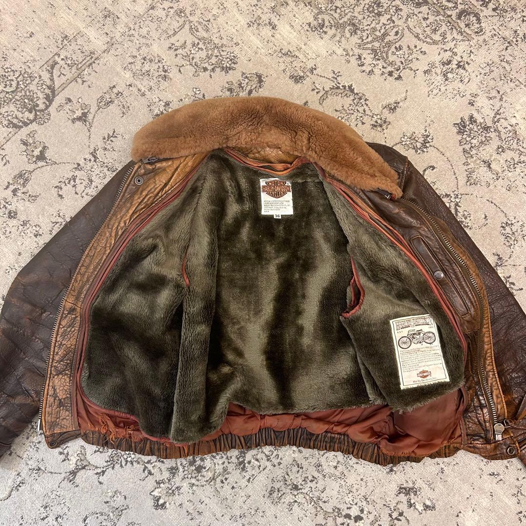 HARLEY-DAVIDSON G1 レザーフライトジャケット 襟ボア ライナー - メルカリ