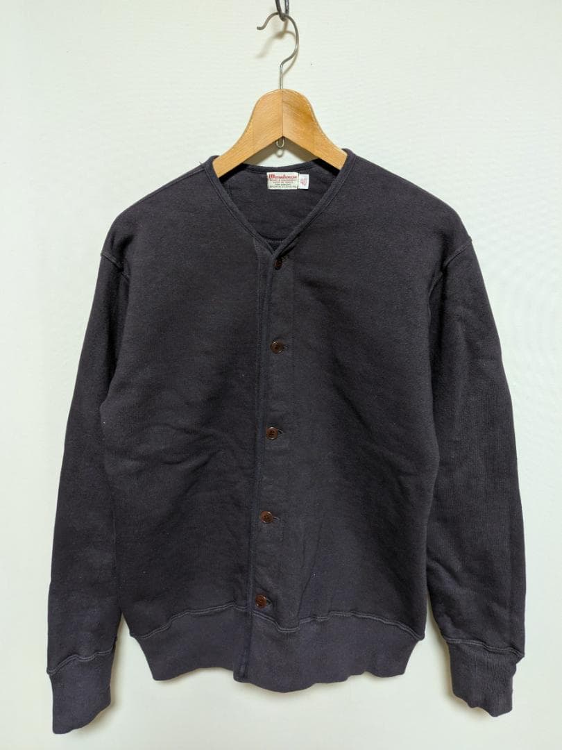 美品 WAREHOUSE US NAVY カーディガン スウェット 紺 40 WAREHOUSE（ウエアハウス） ウェアハウス スウェット カーディガン