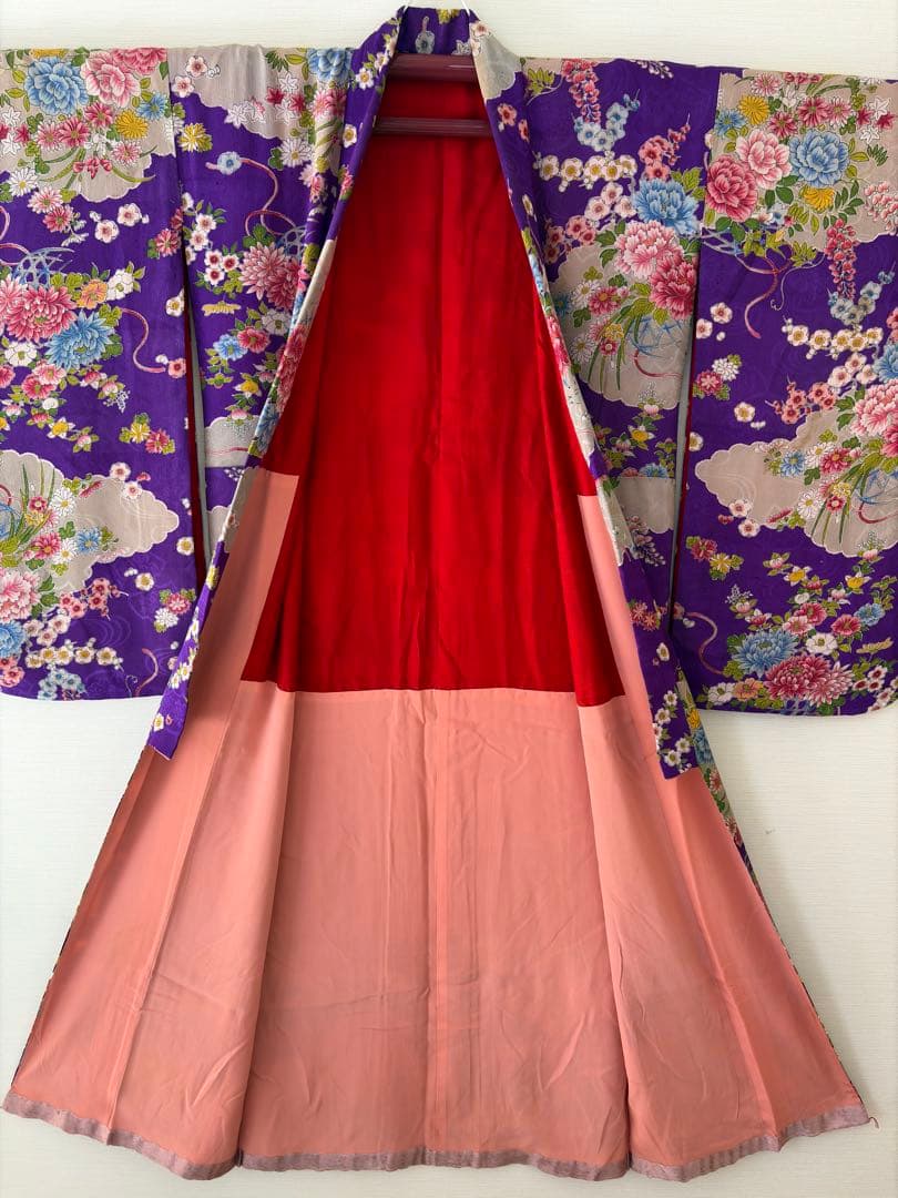 LUKEVI-アンティーク 子供 着物 着丈130センチ 紫