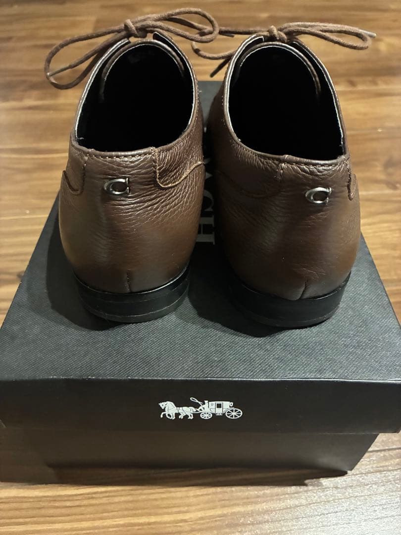 美品】コーチ シボ革 プレーントゥ グラハムダービーシューズ 26cm 茶