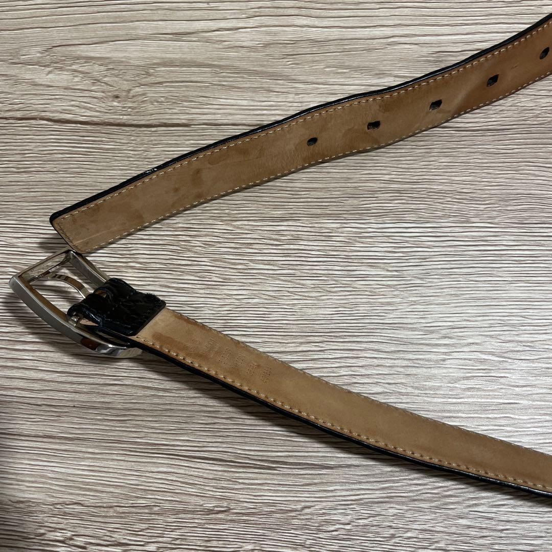 多田浩之 GUCCI グッチ　Gマーク型押し　ベルト　レザーブラック