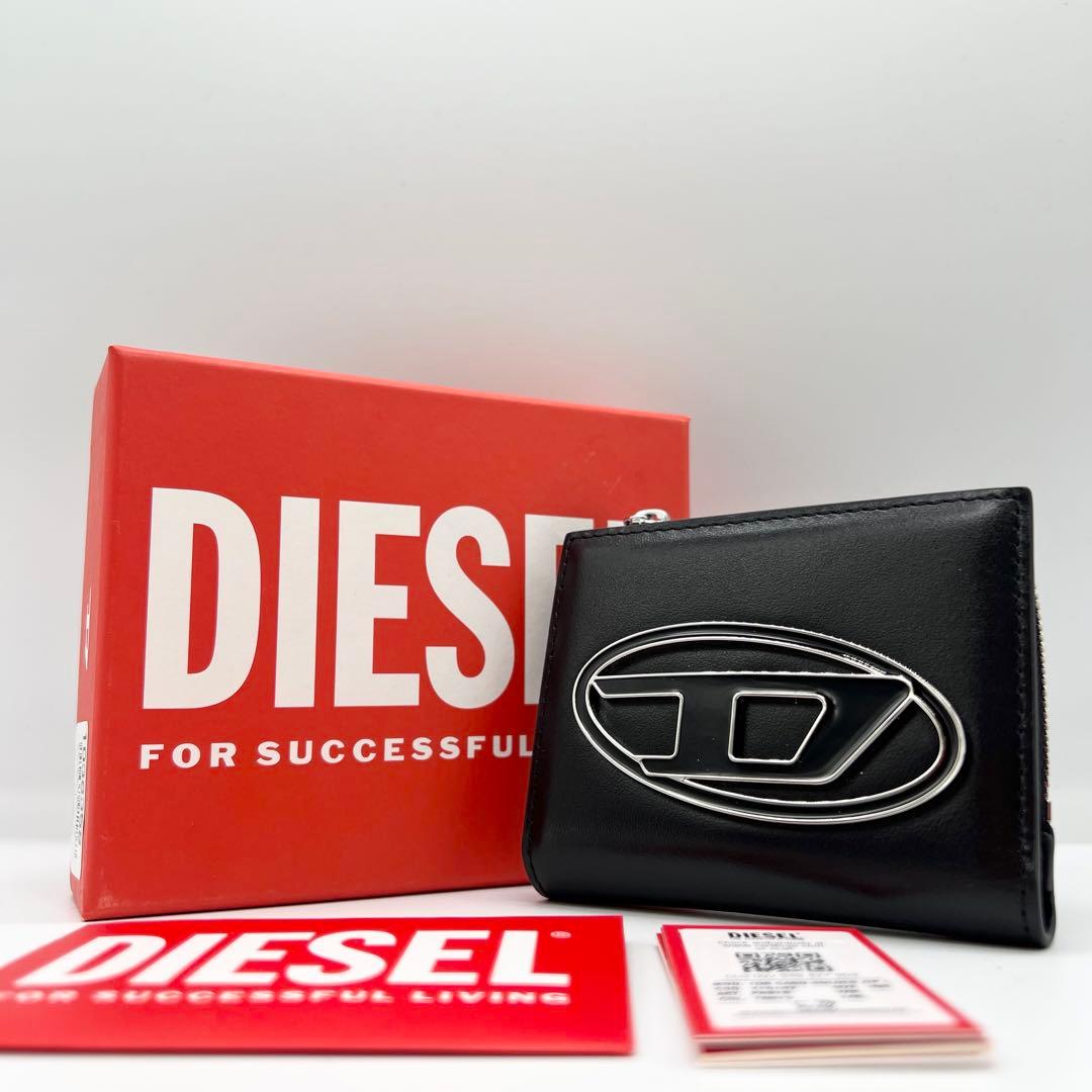 新品未使用✨DIESEL 二つ折り財布 オーバルDロゴ レザー 黒 25SS DIESEL（ディーゼル） 二つ折り財布 holi-d bi fold coin s 3d X10123