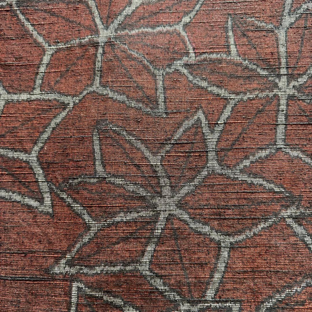 小千谷紬別織位承紬 反物 秀品 葉柄 赤茶 正絹 伝承紬 - メルカリ