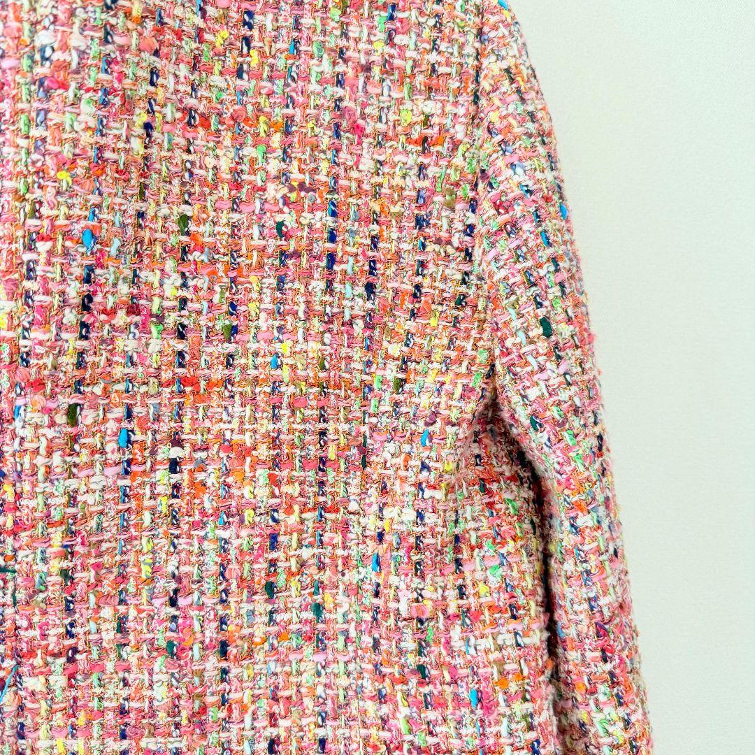 こちら即日発送 ANAYI アナイ ピンク系ツイード ノーカラージャケット