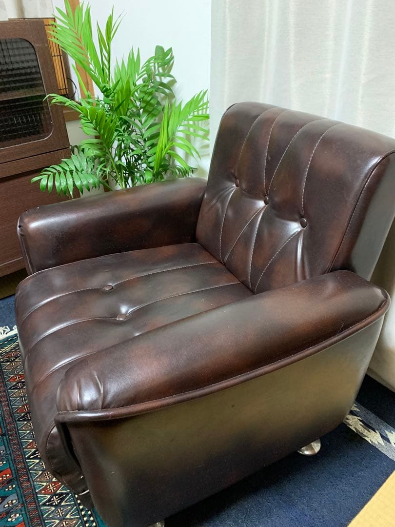 1/15で終了】美品ふかふか座り心地アンティーク ビンテージ1人掛ソファ