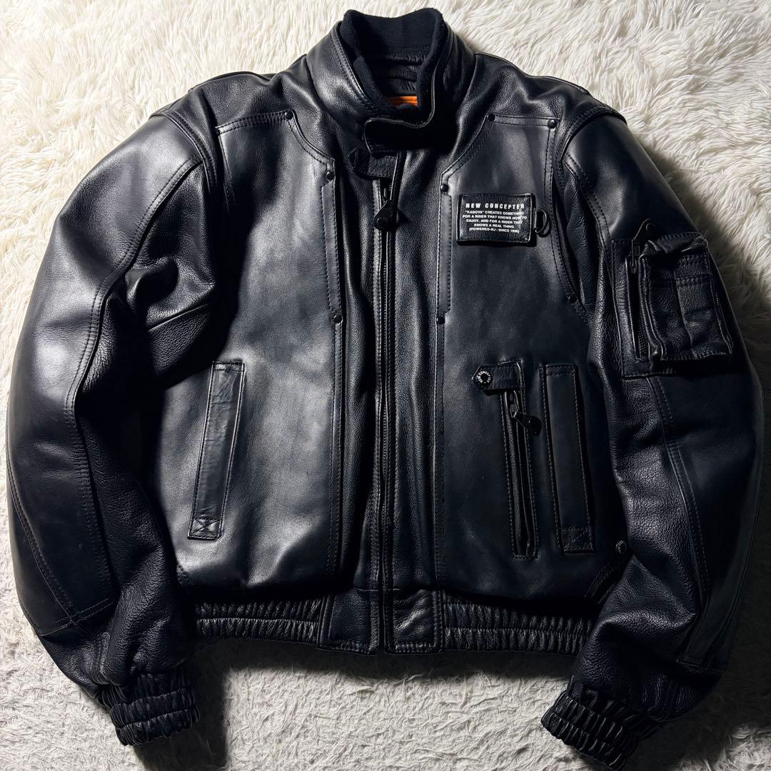 美品□カドヤ ライダースジャケット ブラック 本革 ニューコンセプター