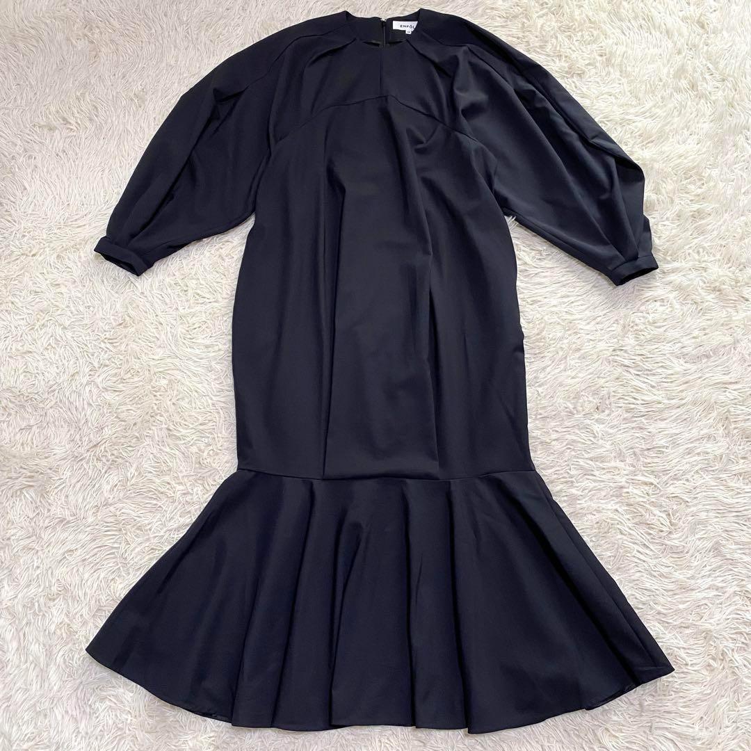 美品✨ ENFOLD MERMAID COCOON DRESS ネイビー 38 中古・古着通販】ENFOLD (エンフォルド) MERMAID COCOON DRESS