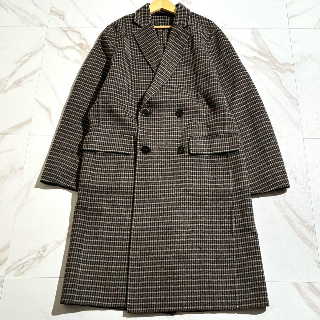 極美品 22AW セオリー カシミヤ混 ダブルチェスターコート ダブルフェイス Theory カシミヤ混 ダブルフェイスチェスターコート カーキ 36 ロング