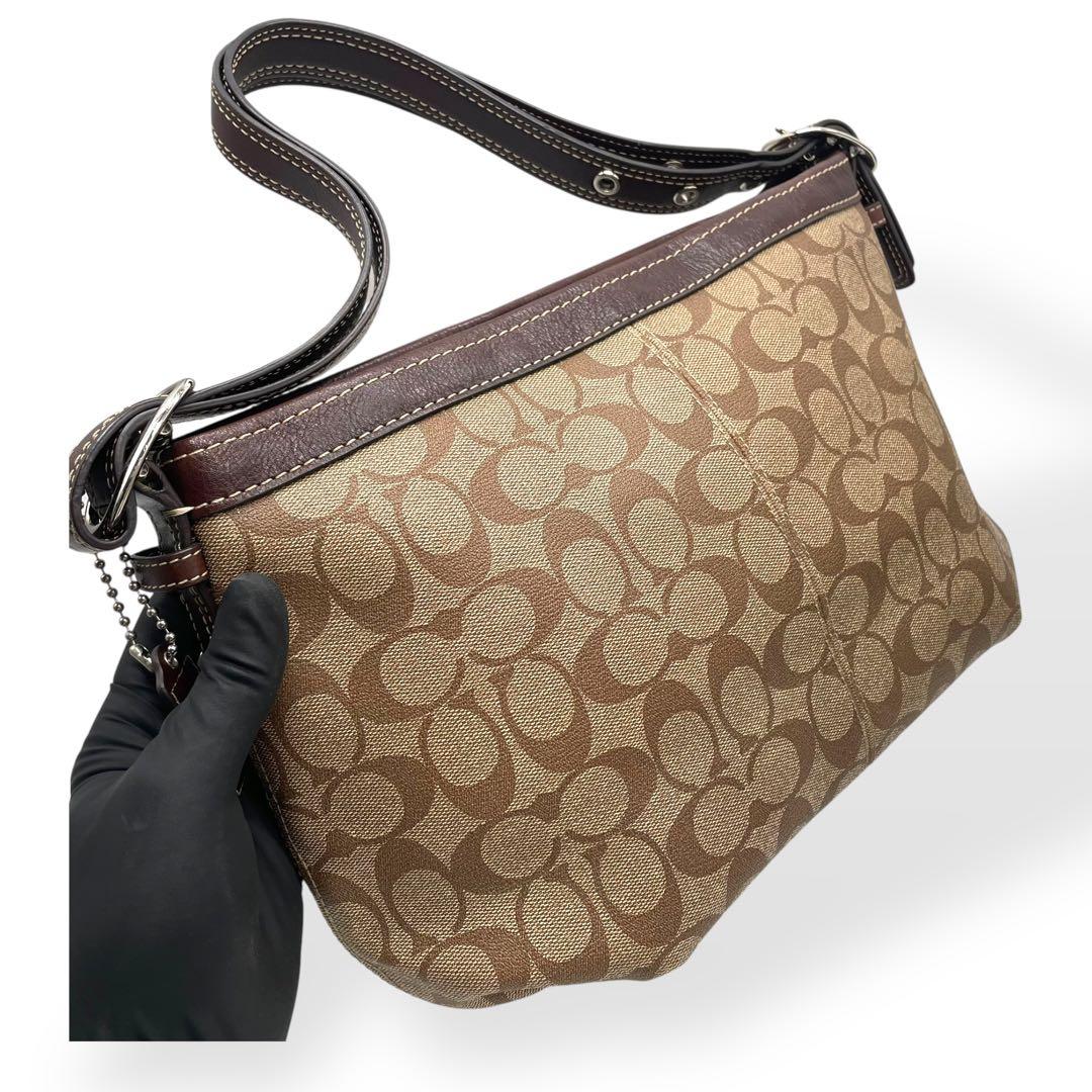 極美品 COACH コーチ ショルダーバッグ PVC レザー ブラウン - メルカリ