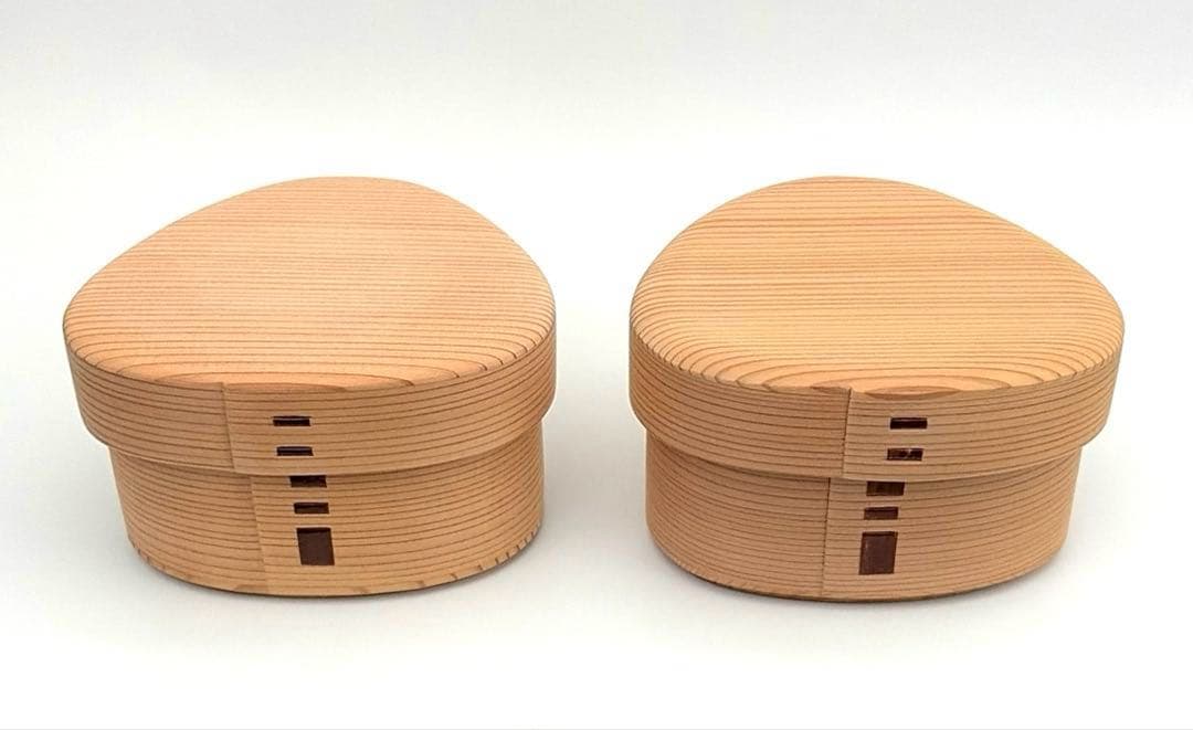 柴田慶信商店　おむすび弁当箱　2個セット　曲げわっぱ　未使用 柴田慶信商店 曲げわっぱ おむすび弁当箱 (三角)《3/7(土)11時より販売