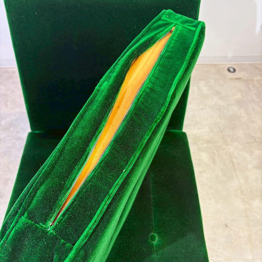 昭和レトロ グリーン ベロア モケット 1人掛け ソファ - メルカリ