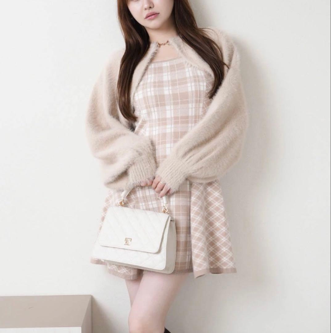 30新品リップサービス定価13090円フェザーチェックアンサンブルワンピースM LIP SERVICE（リップサービス） ワンピース フェザーチェック