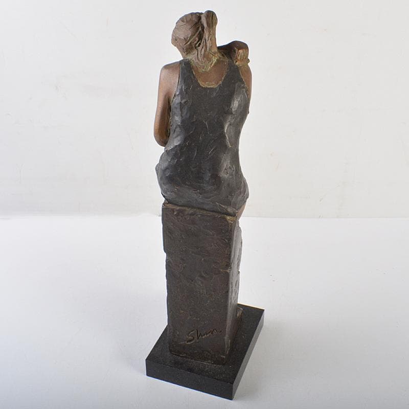 山本眞輔作 ブロンズ像 女性像 新しい暦 約3kg 証付 共箱 U R7249B