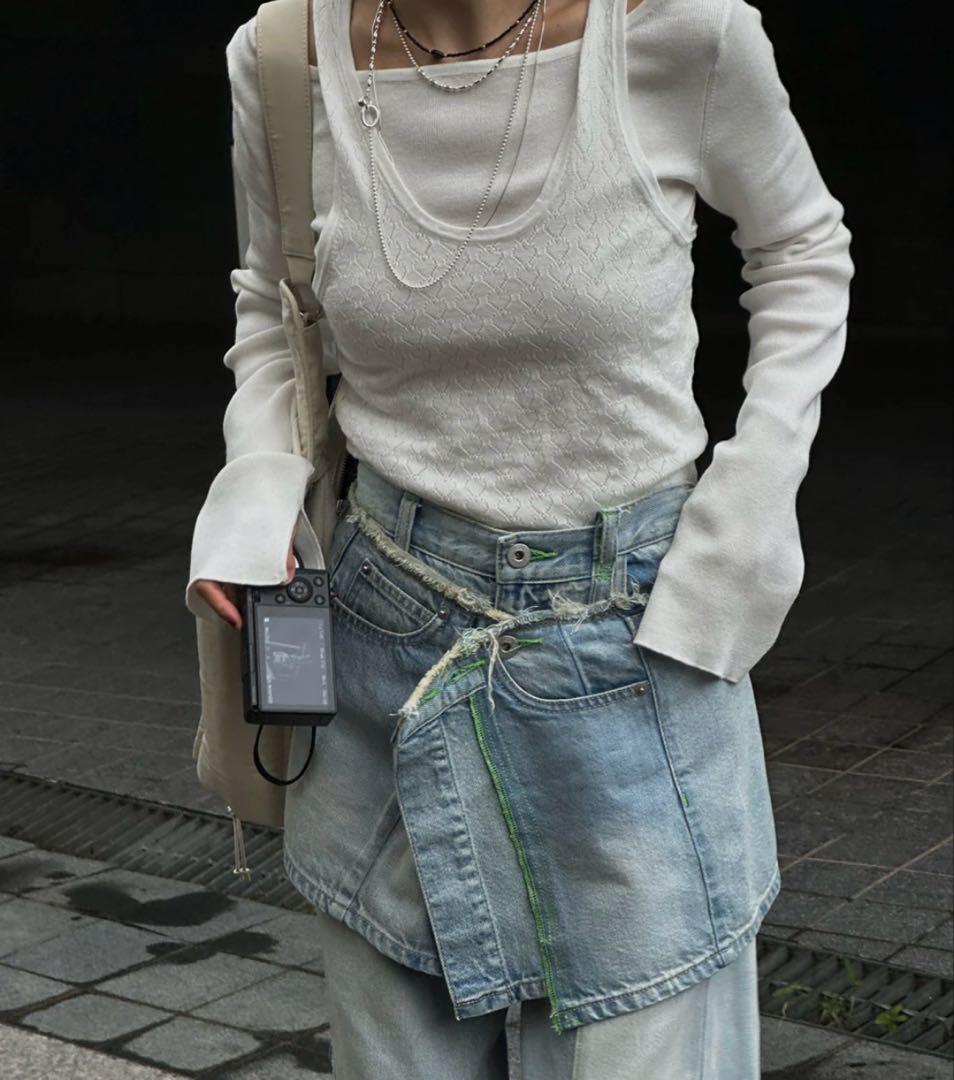 AMERI NEON STITCH REMAKE DENIM BELTブルー新品 - メルカリ