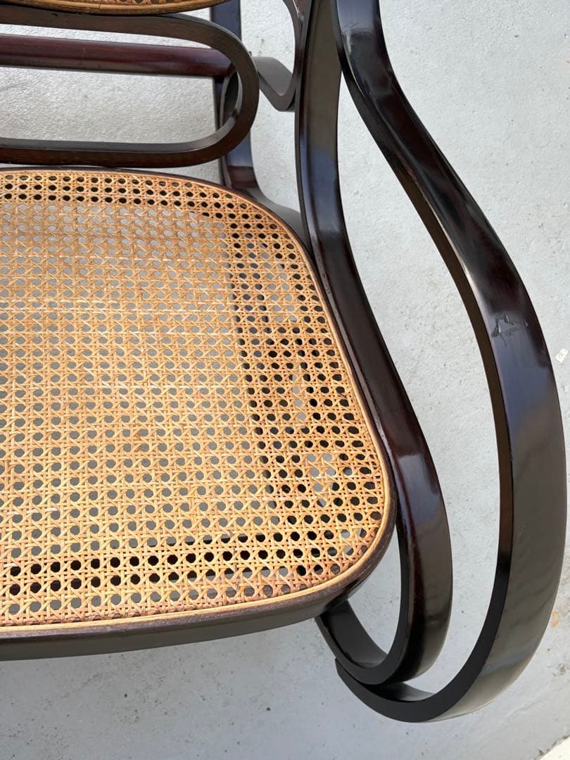 最後新品未使用 ラタン ロッキングチェア 昭和レトロ ミッド