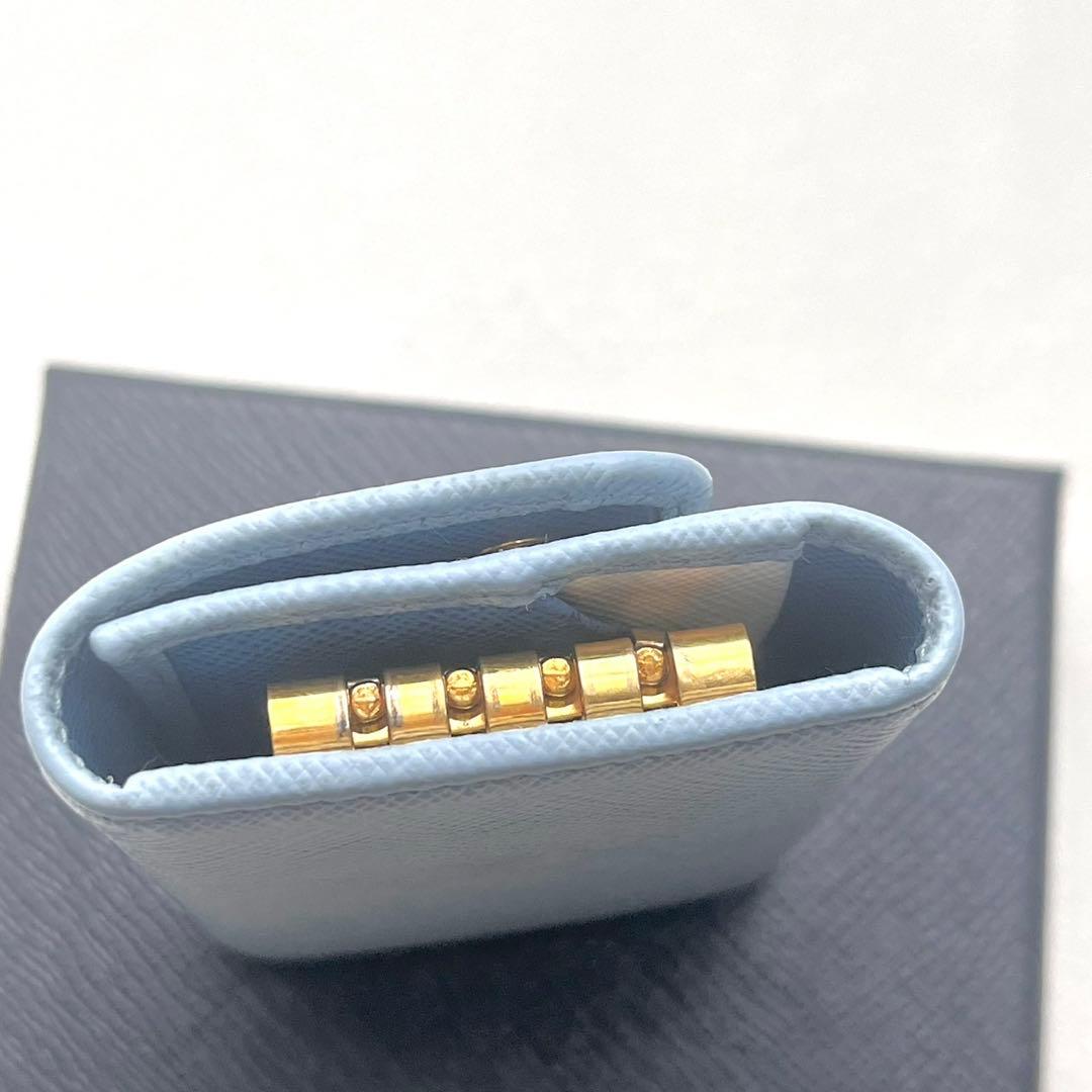 プラダ PRADA サフィアーノ キーケース 4連 水色 箱付き 0125-③