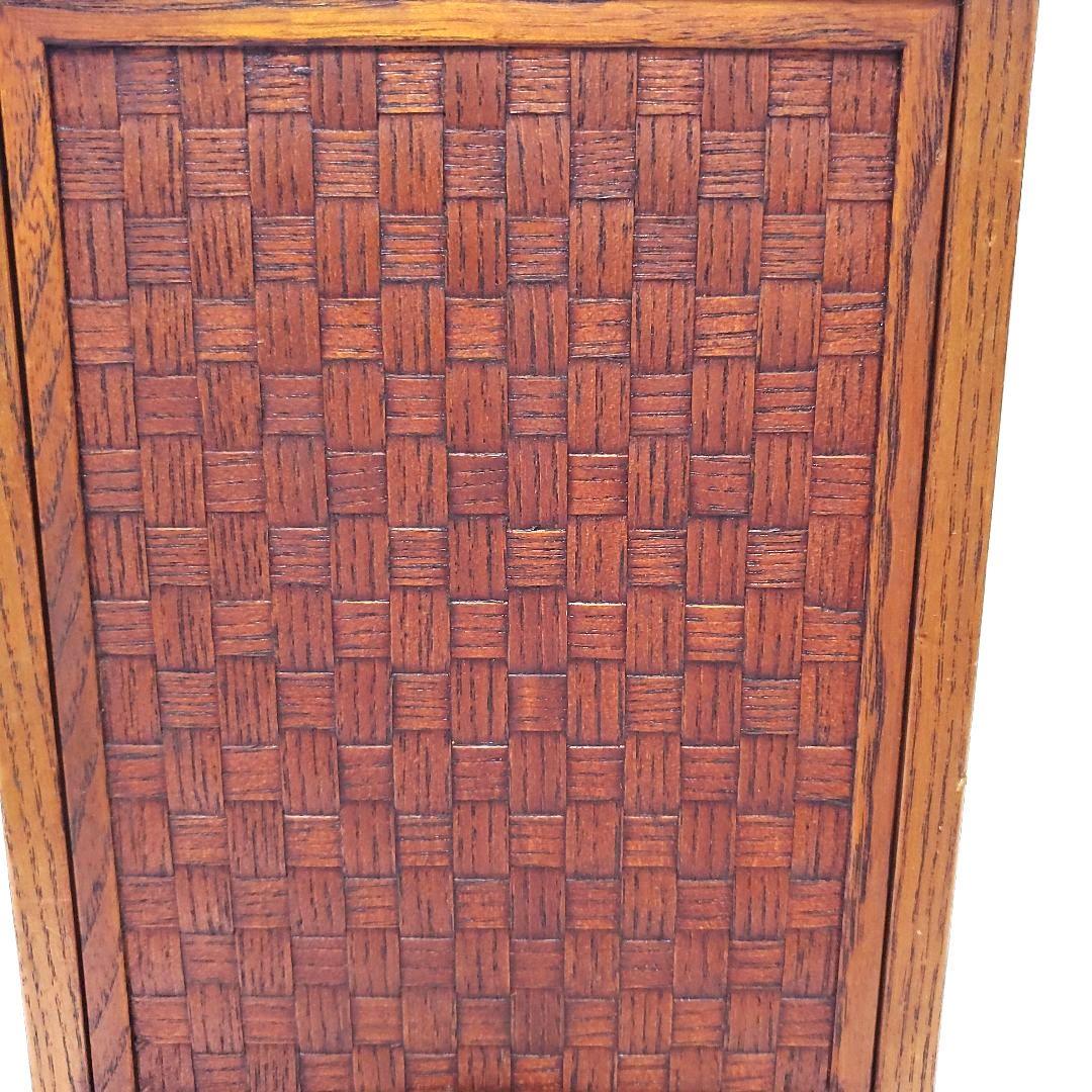 高級木工】江戸指物 箱鏡台 キハダ材 桑材 網代編み模様 昭和レトロ