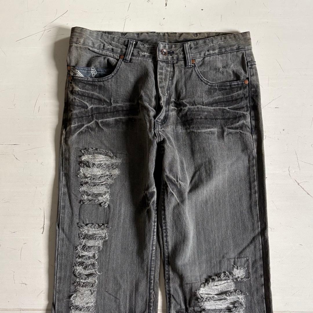 00's vintage デザイン ブラックデニムパンツ アーカイブ y2k - メルカリ