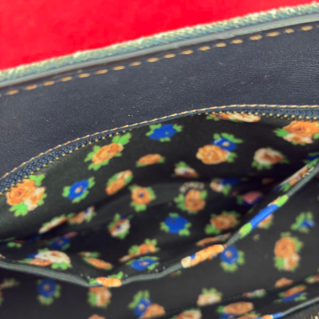 コーチ デニム スワッガー 2way ハンドバッグ ショルダーバッグ 花柄