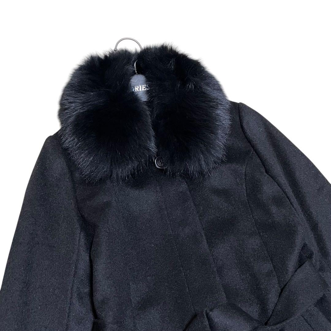 新品 元町ゼラール カシミヤ100% フォックスファー付き 比翼 ロング