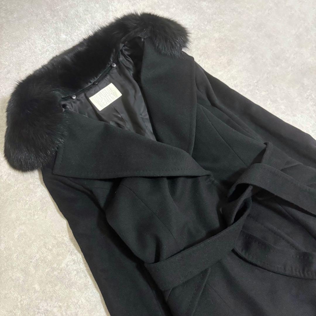 美品】ナチュラルビューティー ベルテッドコート カシミヤ混 大きい