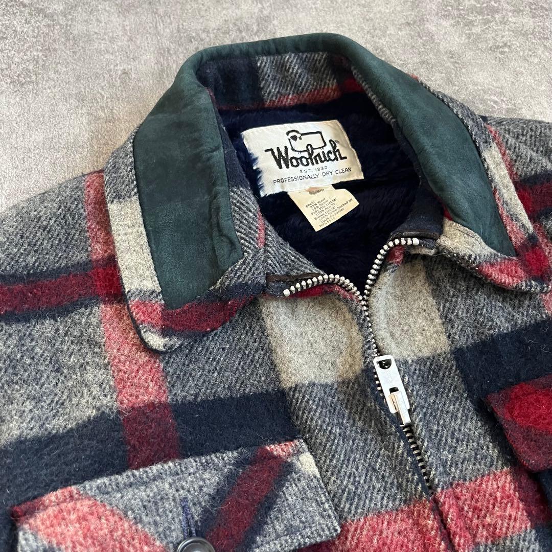 70s ビンテージ ウールリッチ ウールジャケット チェック 裏ボア 古着