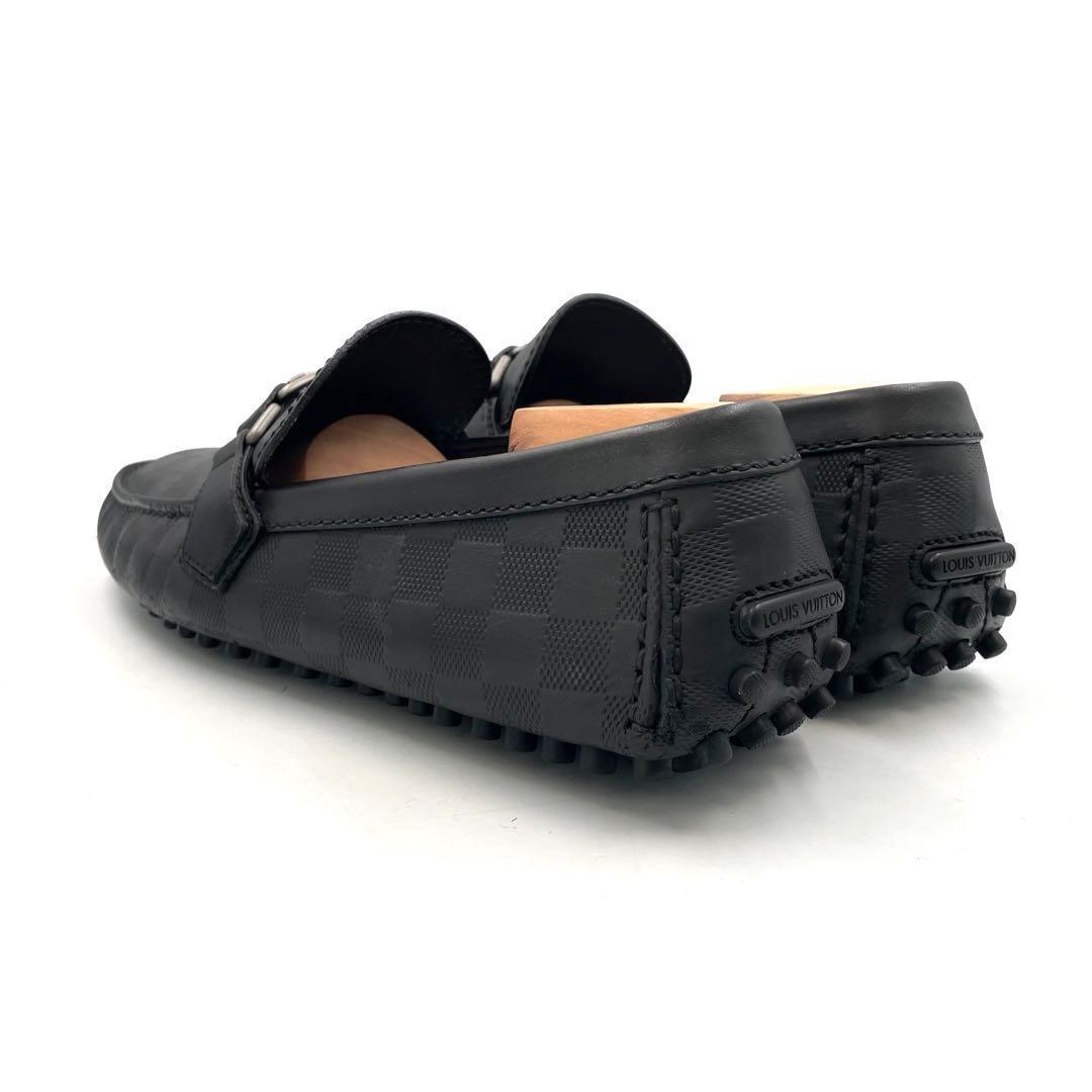 超美品》ルイヴィトンダミエアンフィニ ドライビング シューズ本革 黒