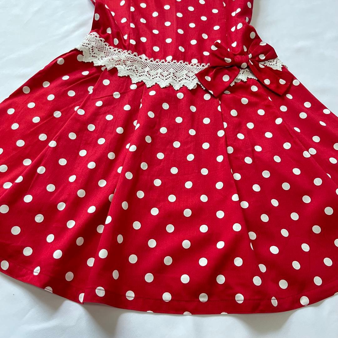 シャーリーテンプル タグ付 ワンピース 130 サンドレス 赤 ドット