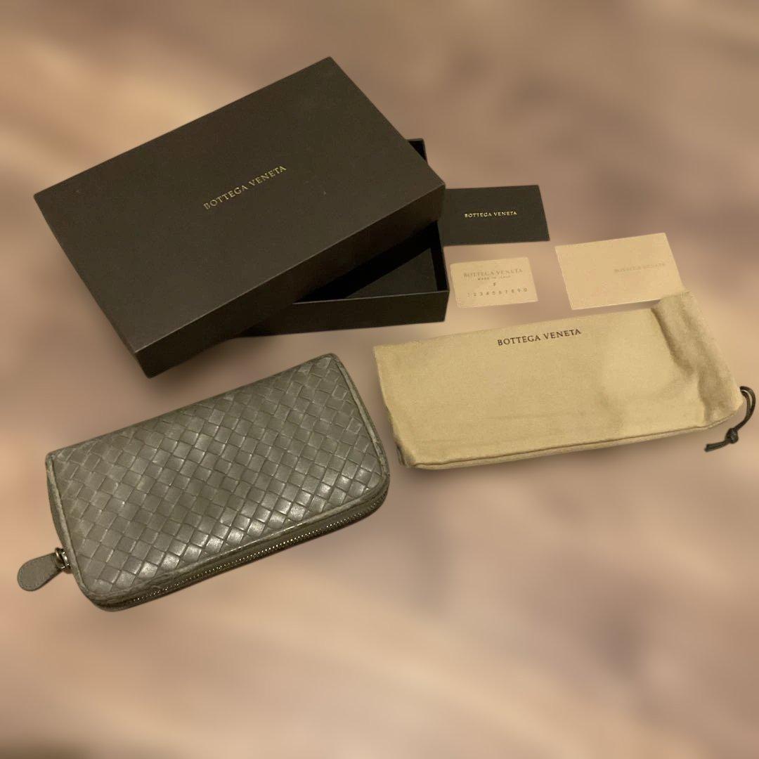 BOTTEGA VENETA ラウンドファスナー グレー 長財布 - メルカリ
