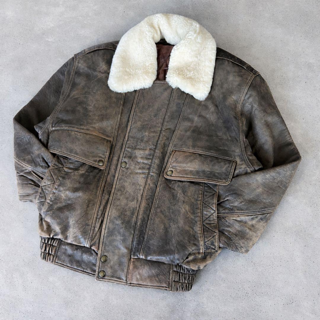 羊革】90s vintage leather jacket g1 a2 短丈 - メルカリ