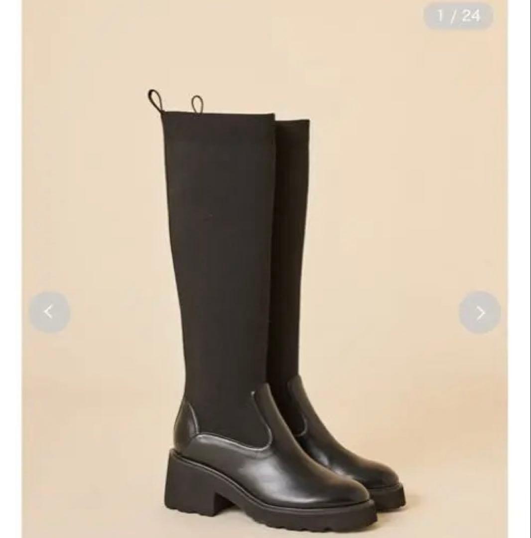 スナイデル　ロングニットブーツ スナイデル SNIDEL ロングニットブーツ （BLK） - ファッション通販