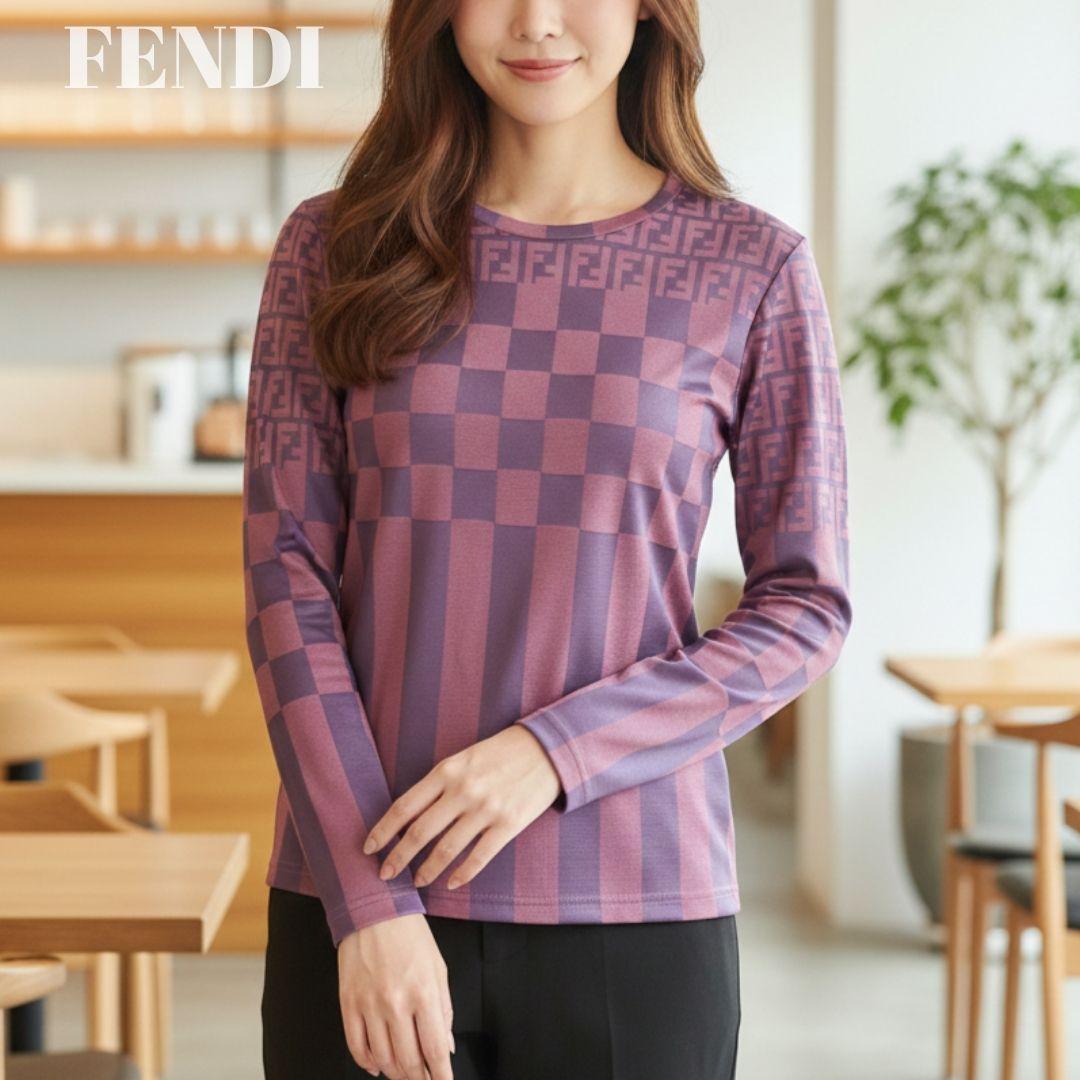 極美品】フェンディ 長袖カットソー ズッカ柄 ダークブラウン