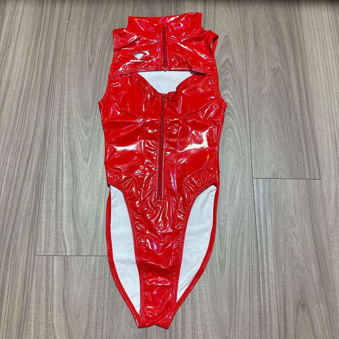 Pharfaite オーロラエナメルオープンバストスイムウェア レッド 新品