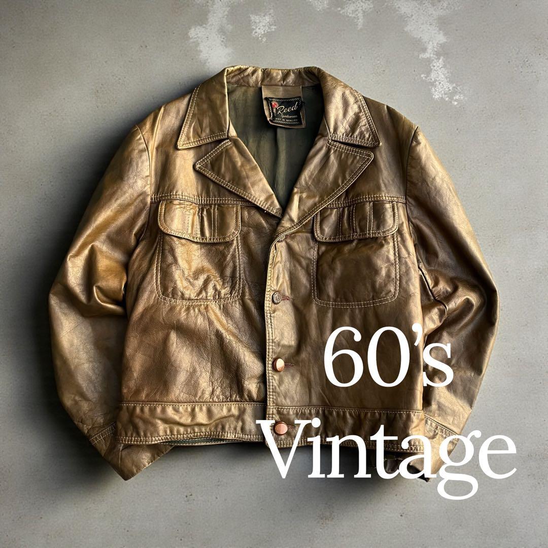 60’s ヴィンテージ レザートラッカージャケット 短丈 開襟 ブラウン 古着 60's Levi's BIG-E 3rdタイプ レザートラッカージャケット ブラウン