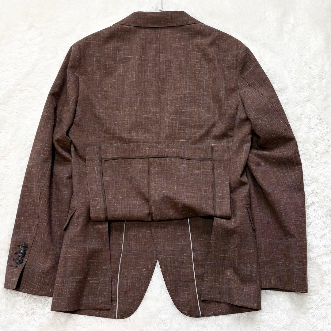 極美品】スーツセレクト スーツ セットアップ リネン ブラウン Y4
