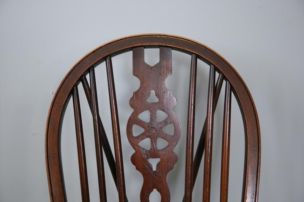 英国アンティーク木製ホイールバックチェア/ダイニングイス椅子(91-203