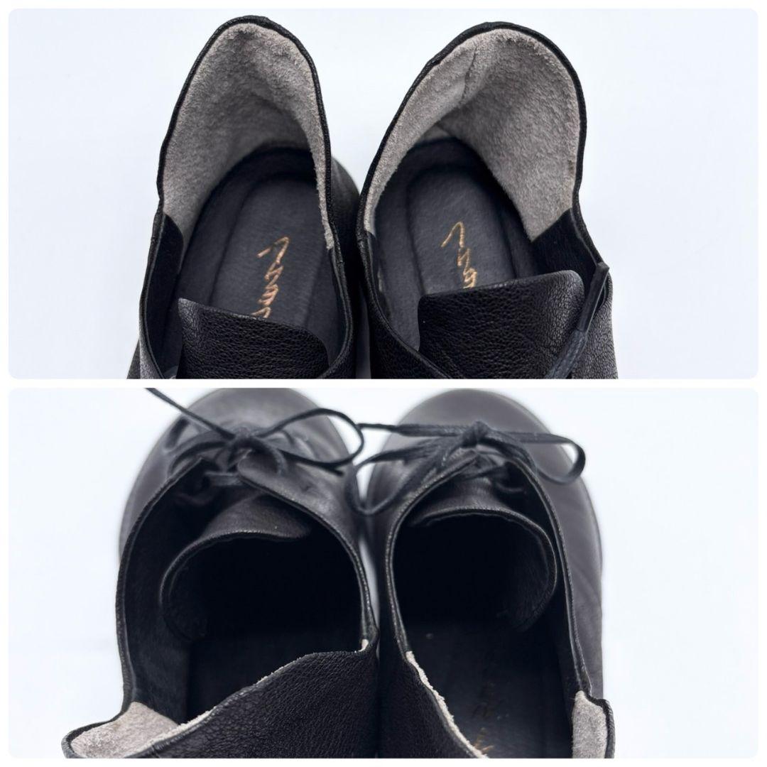 ヨーガンレール レースアップパンプス 革靴 24.5cm レザー 黒 フラット