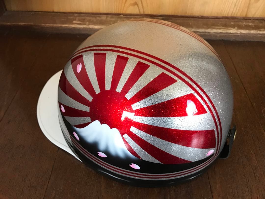 富士日章 コルク半 ヘルメット 旧車會 暴走族 三段シート 軽スロ