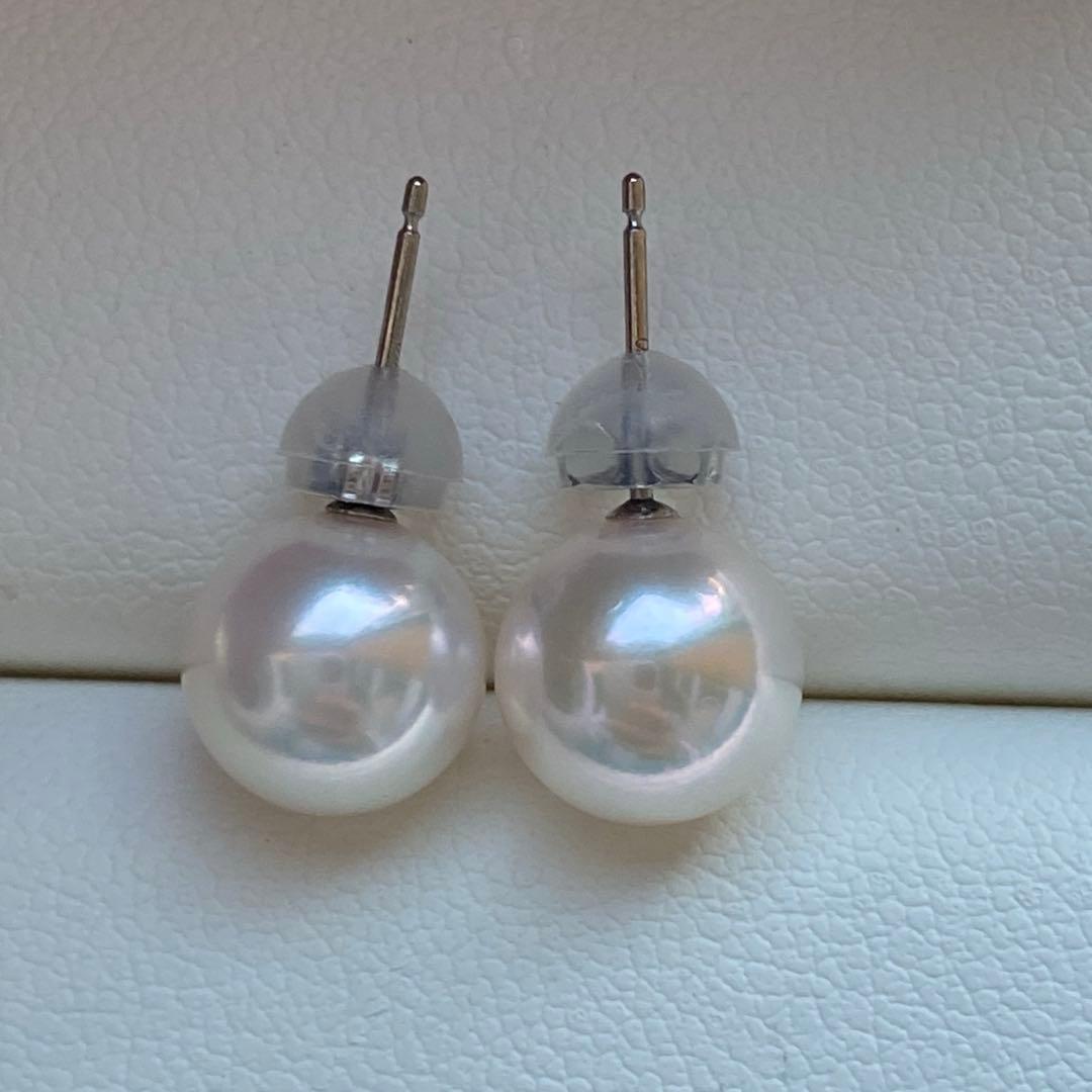 2029 美品❣️Pt900 あこや真珠　花珠　8.5mm ピアス　鑑別カード