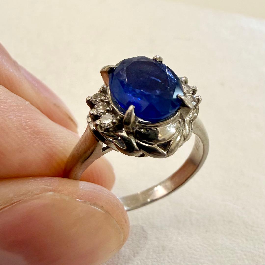 Pt900 ブルーサファイア 2.263ct ダイヤ 0.10ct リング