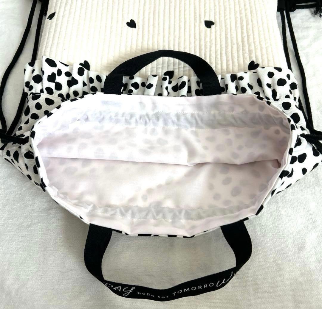 入園入学3点セット 【白地黒ハートヌビ×ダルメシアン】 女の子