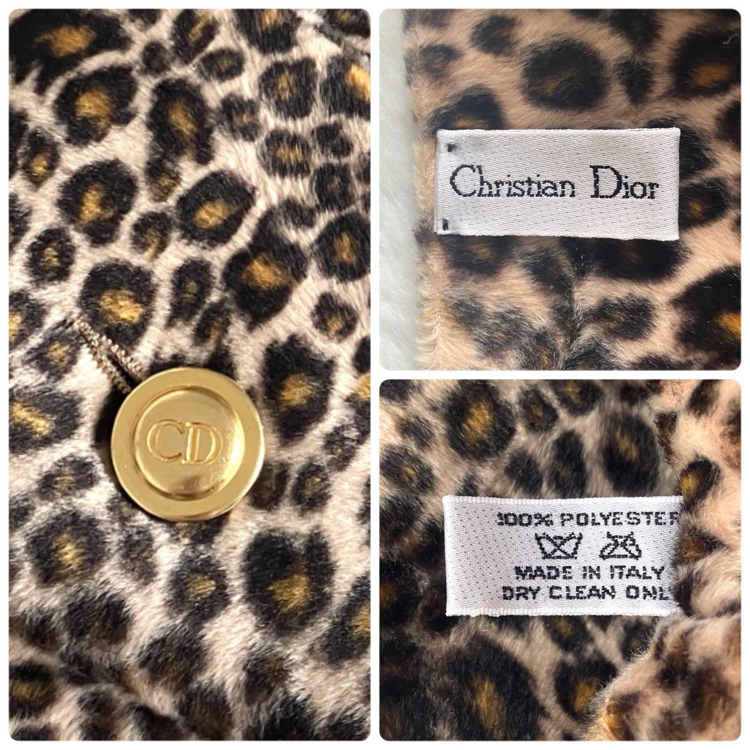 クリスチャンディオール CD金ボタン レオパード エコファーマフラー