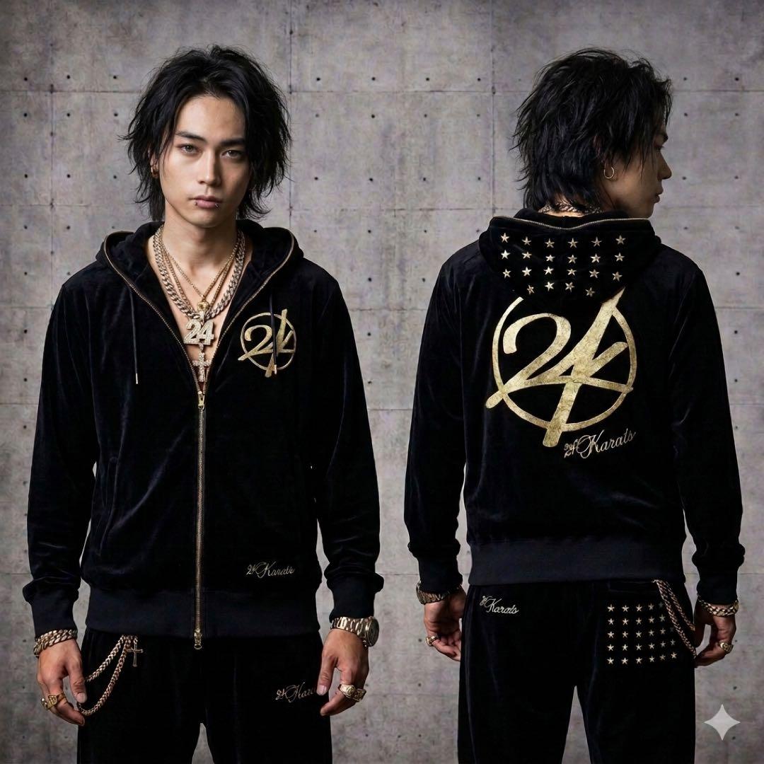 24Karats GOLD ベロア セットアップL 黒 Y2K - メルカリ