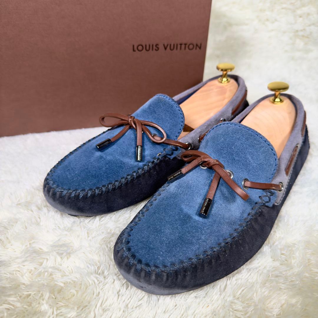 ルイヴィトン アリゾナライン モカシン 7 メンズ スエード ブルー ルイ・ヴィトン(LOUIS VUITTON)ルイ・ヴィトン ドライビングシューズ