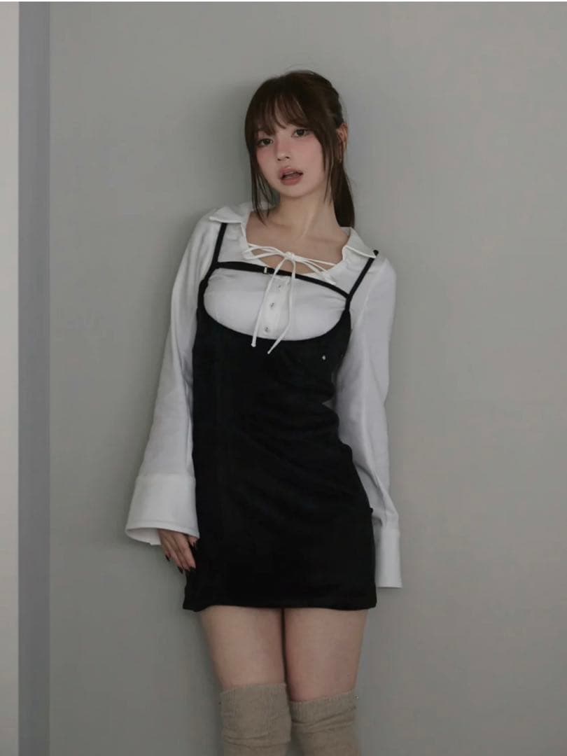 ワンピース andmary Betty velour mini dress ANDMARY】Betty velour mini dress