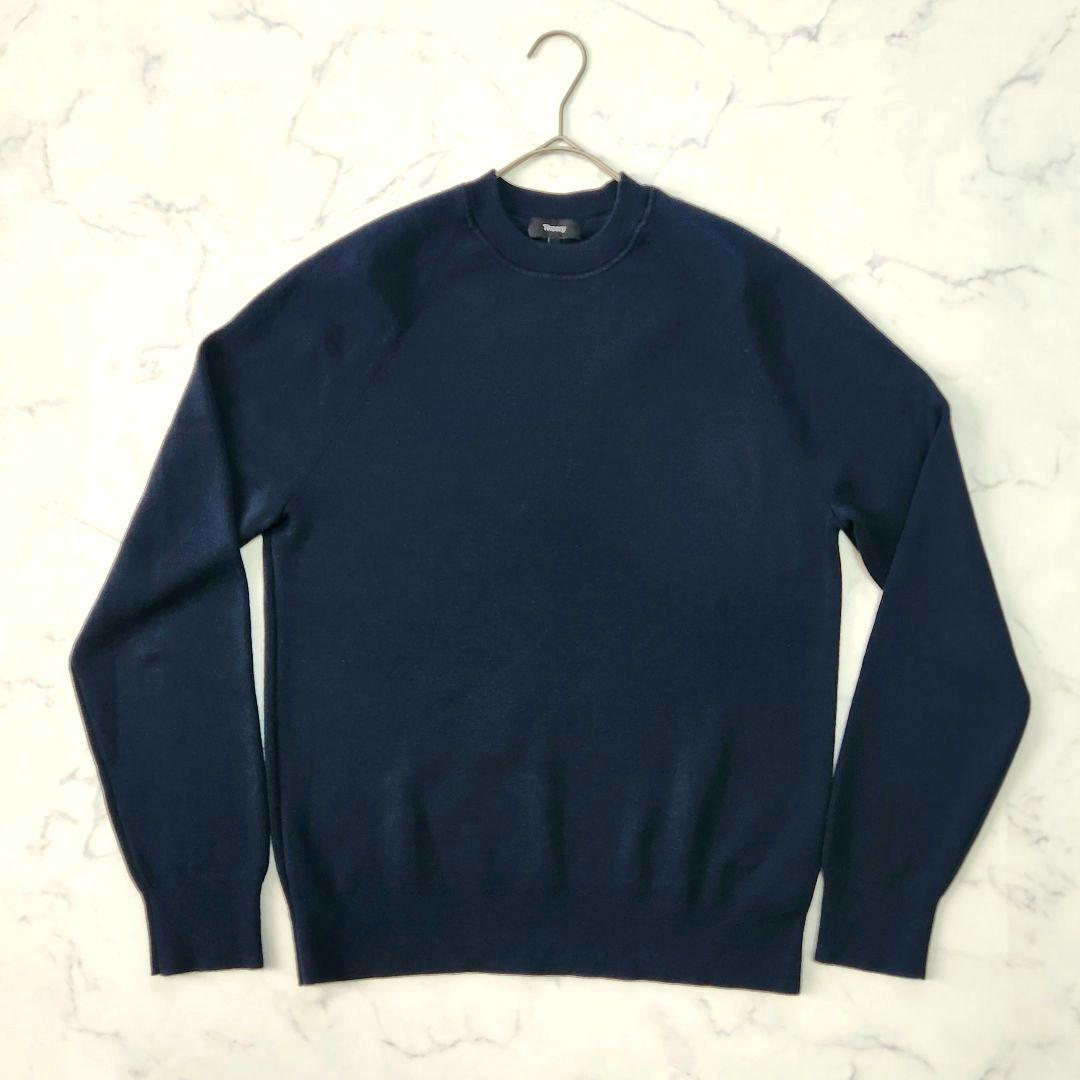 Theory メリノウール クルーネックニット ウォッシャブル ネイビー M