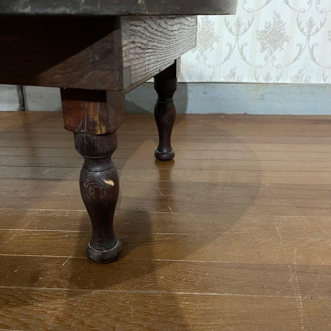 アンティーク】昭和レトロ 木製 ろくろ脚 折り畳み ちゃぶ台 座卓 古