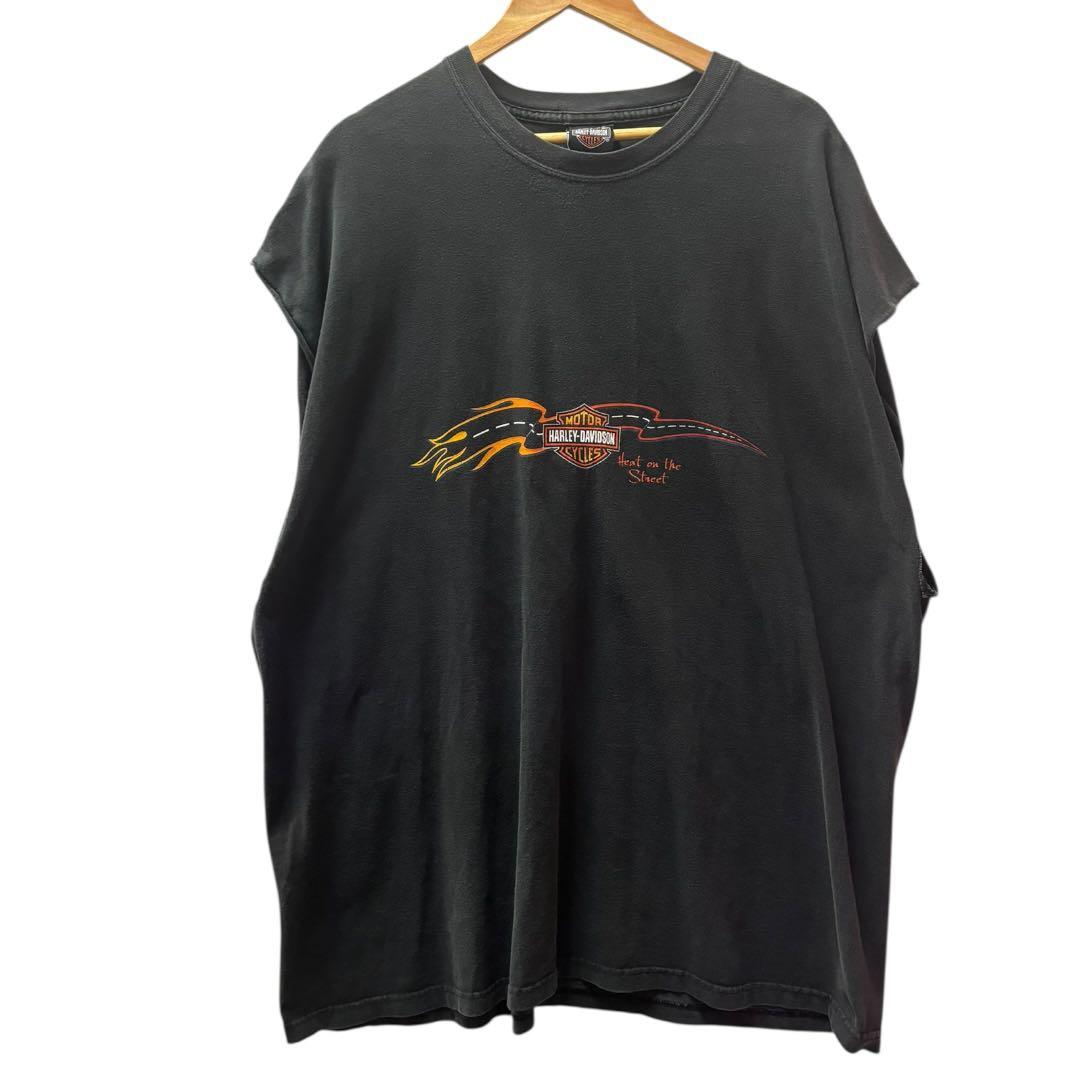 USA ハーレーダビッドソン　タンクトップ　フェード　古着　ストリート　ブラック 古着 90s USA製 HARLEY DAVIDSON バイク ガソリンスタンド タンク